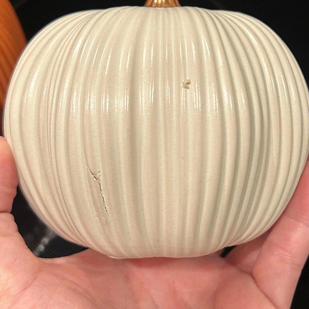 Target Bullseye Playground Fall Orange & cream set of 2 Stoneware Pumpkins - Picture 6 of 6